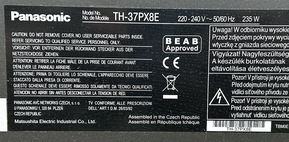 Telewizor plazma Panasonic 37”