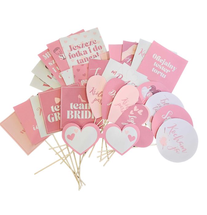 Zestaw rekwizytów tabliczek do zdjęć | Ślub | Wesele | różowe