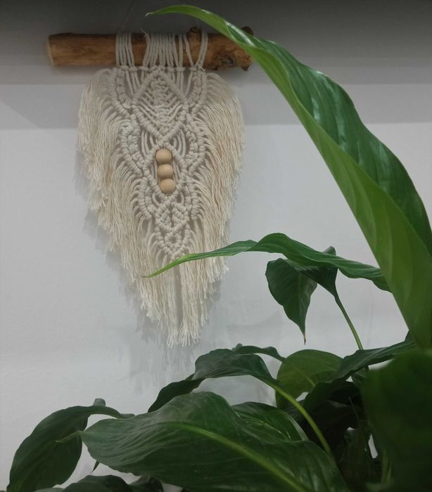 Makrama dekoracja ścienna lisc