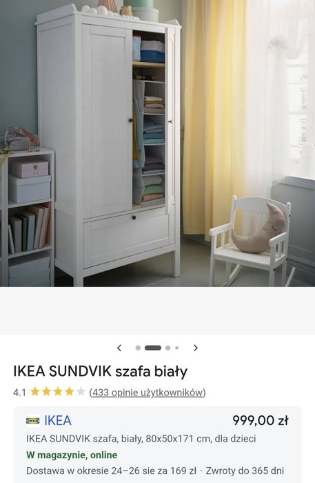 Szafa sundvik i komoda hemnes IKEA kallax zesta mebli dla dziewczynki