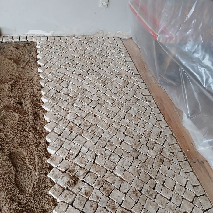 Calçada e calceteiros Pavê