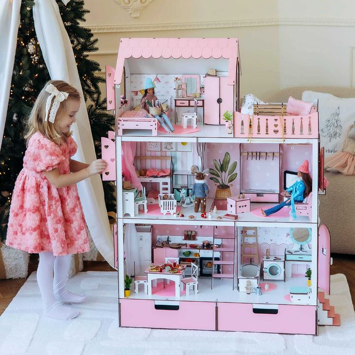 Ляльковий будинок ЛЮКС Барбі + меблі ВІТАЛЬНЯ кукольный домик Барби