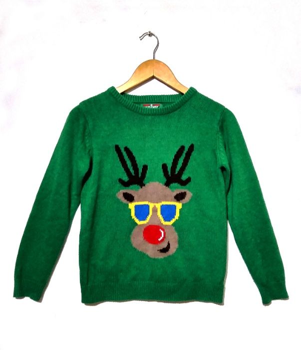 Свитер зеленый с оленем Authentic Rebel джемпер кофта свитшот очки