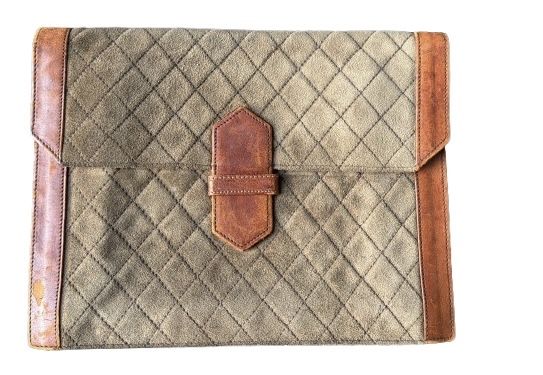 YSL Vintage Suede Quilted Envelope Clutch — Rare 1980s Model