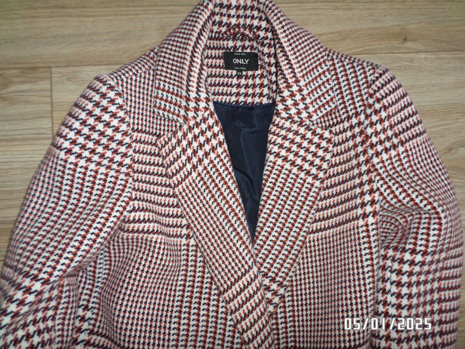 płaszczyk damski w kratkę-ONLY-XS/S-36
