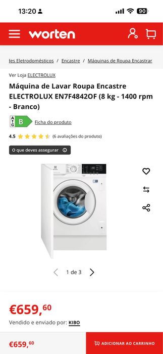 Máquina de Lavar Roupa Encastre ELECTROLUX EN7F4842OF (8 kg - 1400 rpm