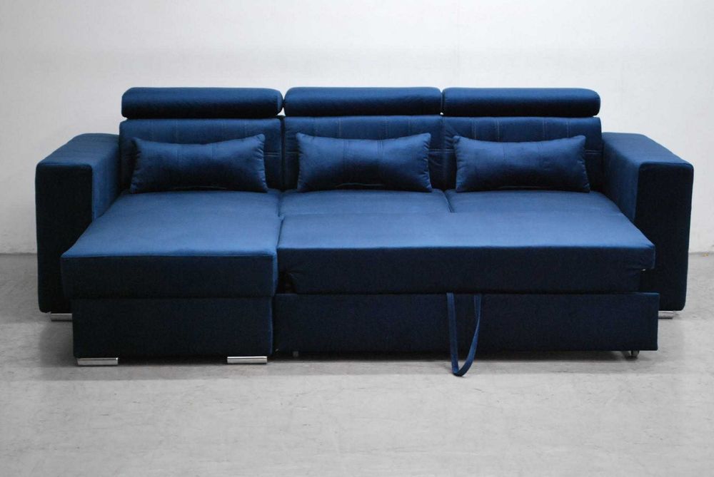 NOWOCZESNY NAROŻNIK z funkcja spania + pojemnik M77 rogówka sofa