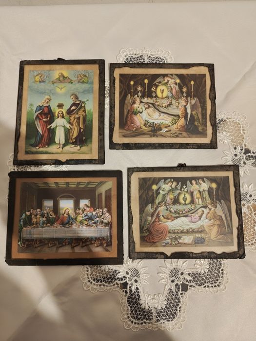 4 święte obrazki vintage retro