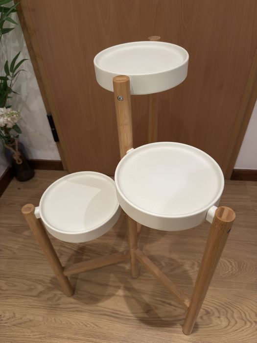 Floreira, bambu/branco, 78 cm