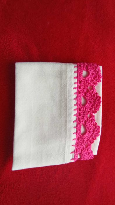 Pano de cozinha com barrado crochê