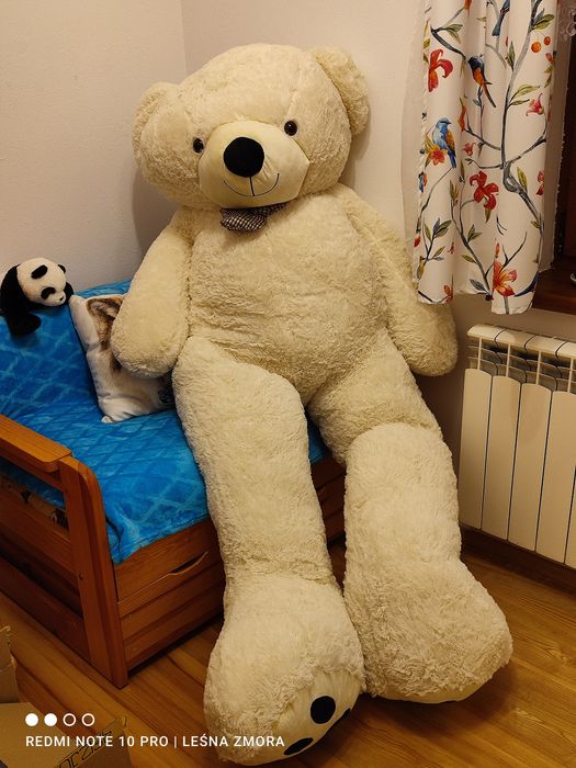 Giga miś pluszowy z kokardką ponad 2 metry
