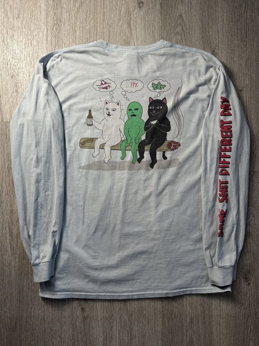 RIPNDIP Cats Joint Weed Long Sleeve Same Shit Different Day / Лонглсив Рипндип Ripndip Same Shit Different Day Light Blue Skate Rap Streetwear Sk8 Y2k