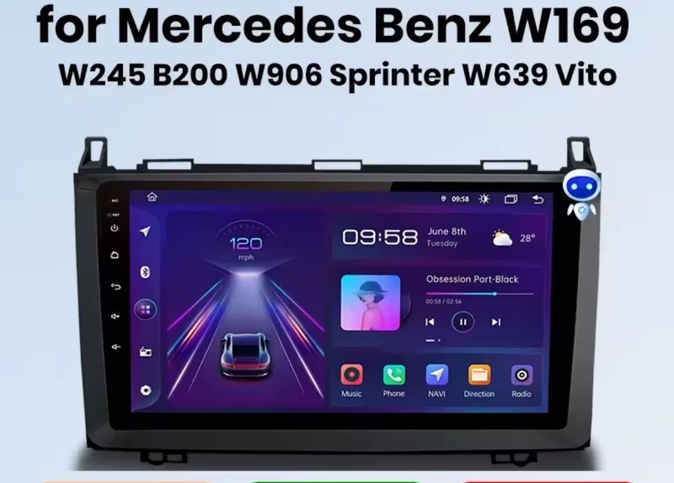 Radio nawigacja MERCEDES A B Sprinter Vito Viano VW Crafter ANDROIDQ