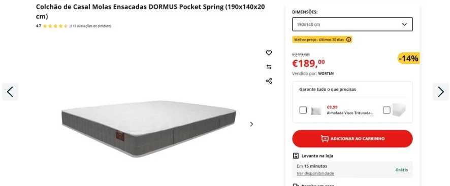 Cama + Colchão de Casal — IMPECÁVEIS | 120€