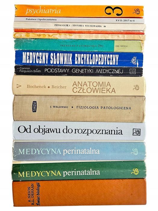 14x Książki Medycyna Psychiatria Anatomia Człowieka Genetyka