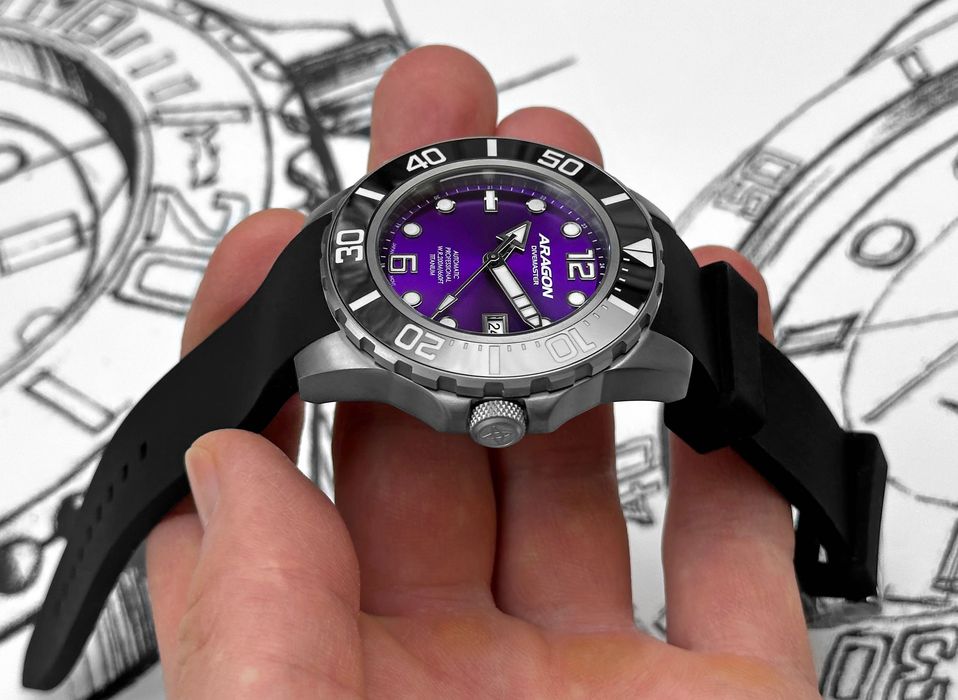 Часы ARAGON DM Titanium Ceramic Sapphire Automatic 50 mm. 200 MT.