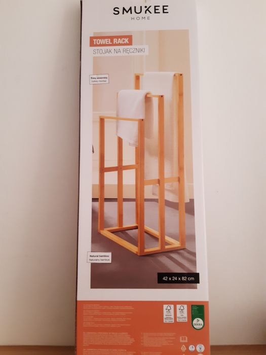 Bambusowy stojak uchwyt na ręczniki Smukee Home 42x24x82 cm odbiór  osobisty