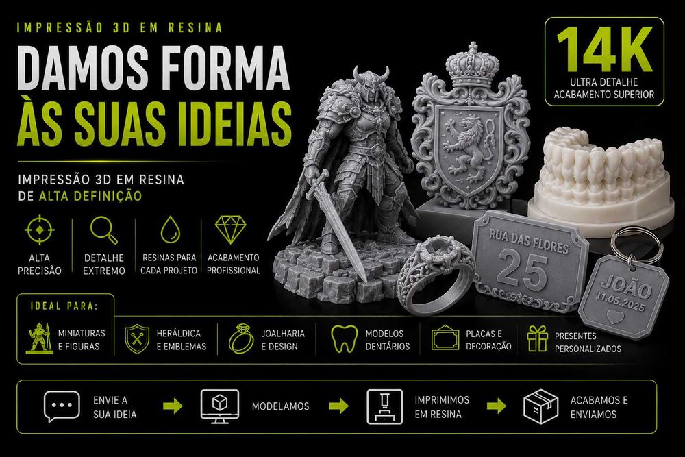 Impressão 3D em Resina 14K — Peças Premium com Alta Definição