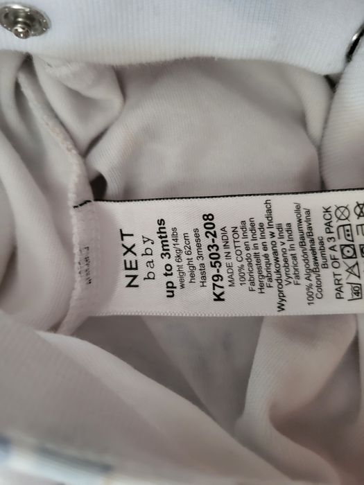 Zestaw 3x pajacyków next matalan 56-62 1-3