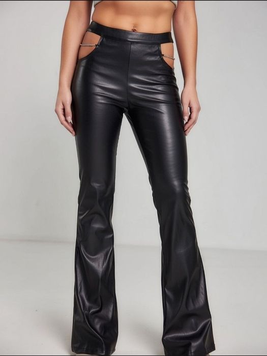 Asos эко штаны с цепочками лосины кожзам с кожаные