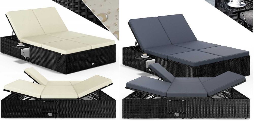 Leżak ogrodowy leżanka łóżko ogrodowe rattanowe na taras do ogrodu
