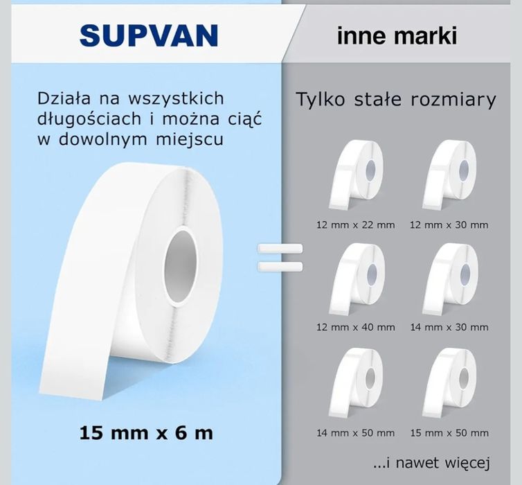 Drukarka etykiet SUPVAN E10 Bluetooth USB-C Termiczna Cyjan