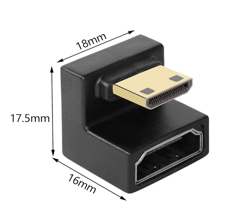 Adapter kątowy przejściówka Mini HDMI - HDMI + USB C - USB C