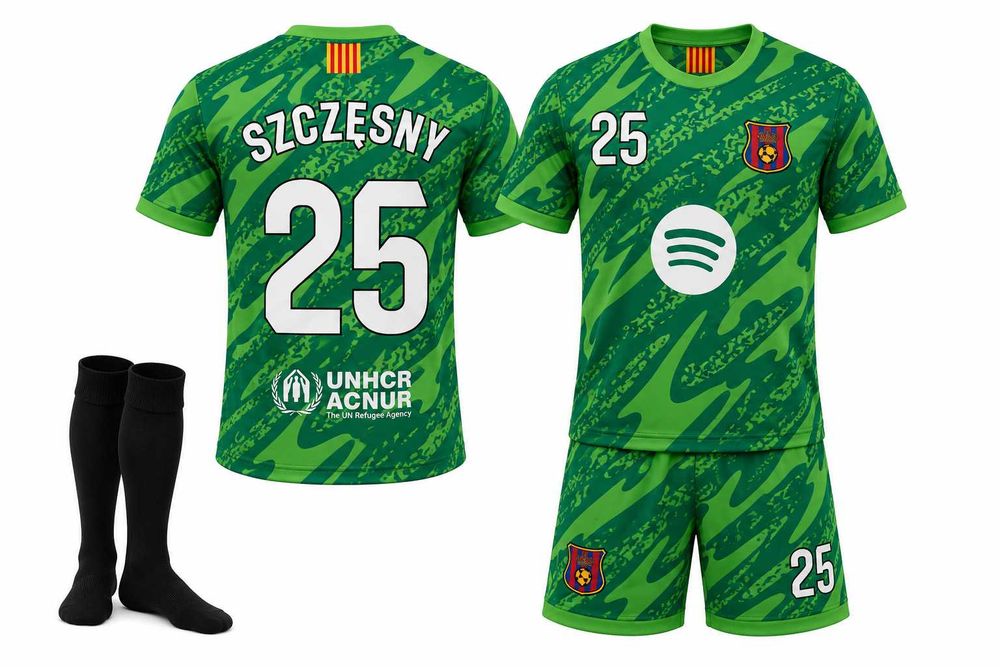 Strój / komplet piłkarski Szczęsny Barcelona rozm. 170 + getry