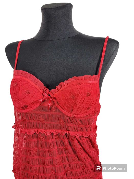 Czerwona koszulka nocna serduszka George 38,M bielizna damska