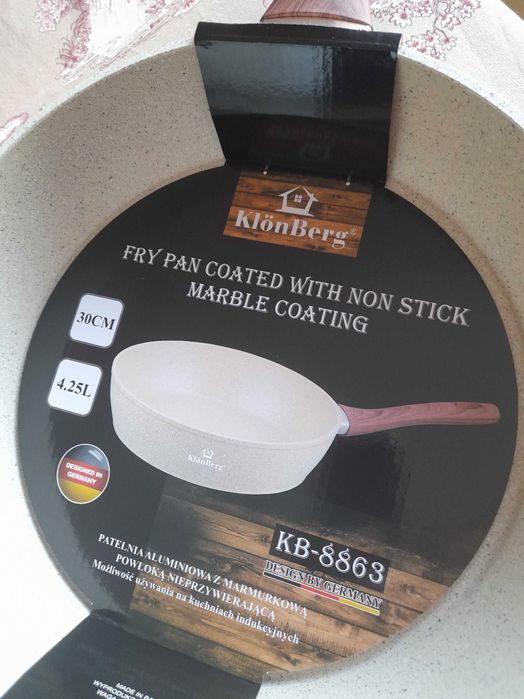 Patelnia marki Klonberg ceramiczno-marmurkowa 30 cm Nowa