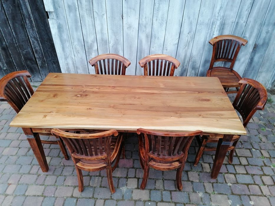 Komplet Stół i 7 krzeseł teek