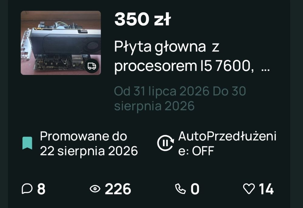 Płyta głowna  z procesorem I5 7600,  8gb RAM , GTX 760 ,asus b250m