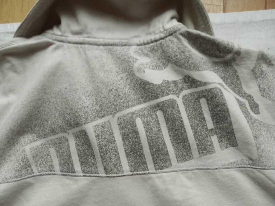 Koszulka beżowa polo - logo z przodu i z tyłu - S/M - "Puma".