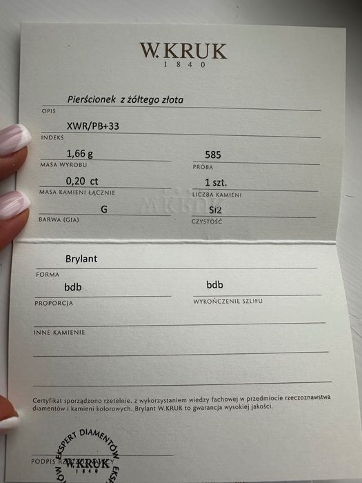 Pierścionek z brylantem z kolekcji „Jedyny”  Kruk