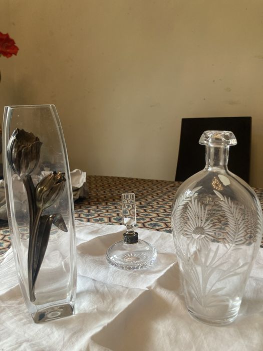 frasco jarro cristal LM CRISTAIS Marinha Grande par jarras jarra prata
