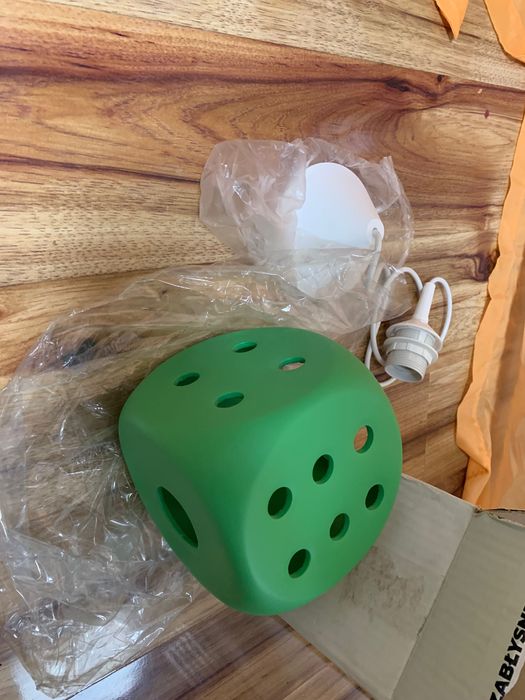 LAMPA SUFITOWA ZIELONA KOSTKA do pokoju DZIECKA ozdobna ceramiczna