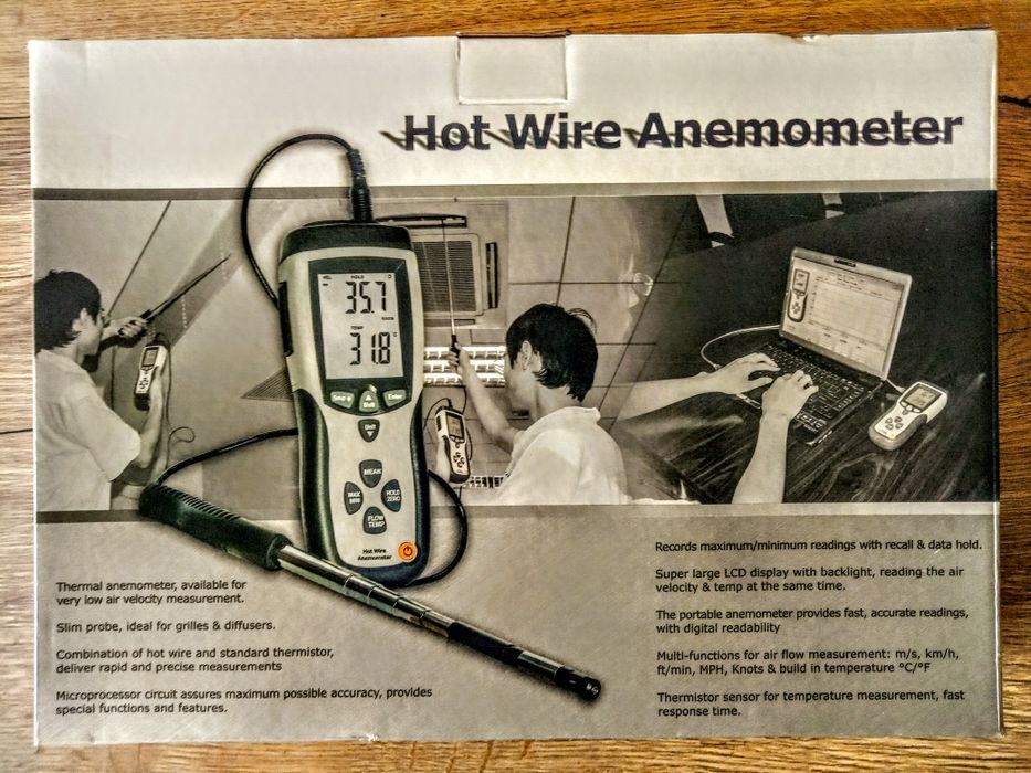 Anemometr Termiczny Miernik Przepływu Powietrza z Teleskopową Sondą
