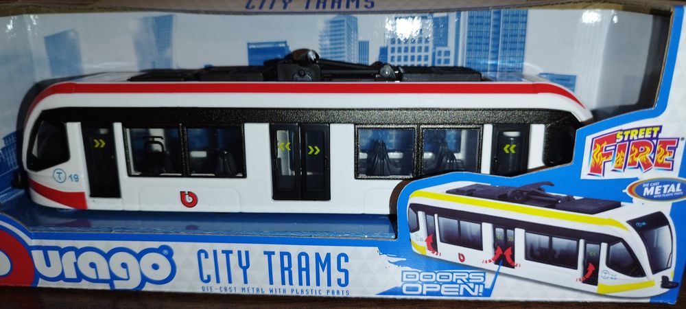 Bburago Street Fire City Tram Red tramwaj Burago.