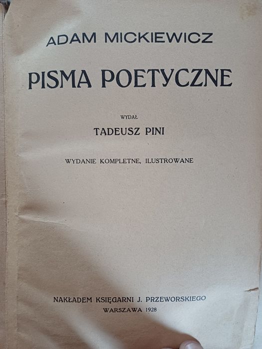 Książka 1928 rok Adam Mickiewicz Pisma Poetyczne stara antyk retro