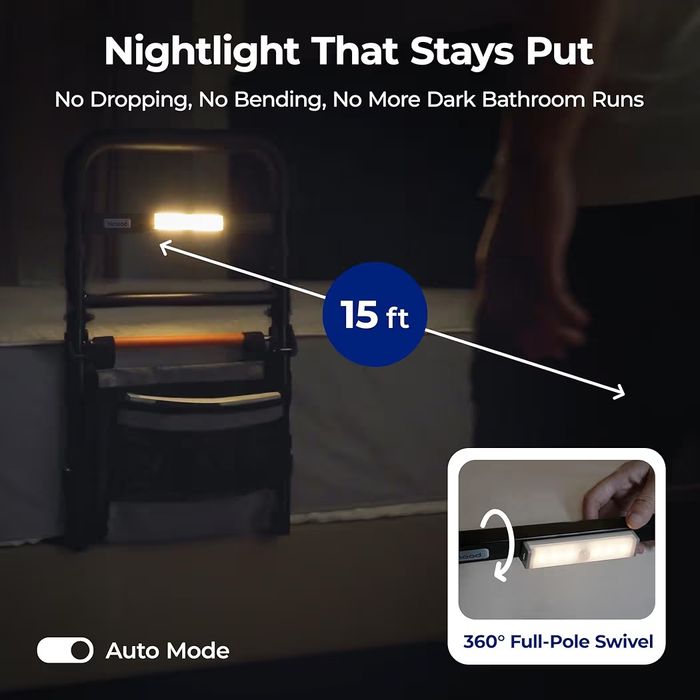 C1 Fold Pro Bed Rails para idosos - Bed Cane Assist Rail para idosos com altura ajustável em luz ativada