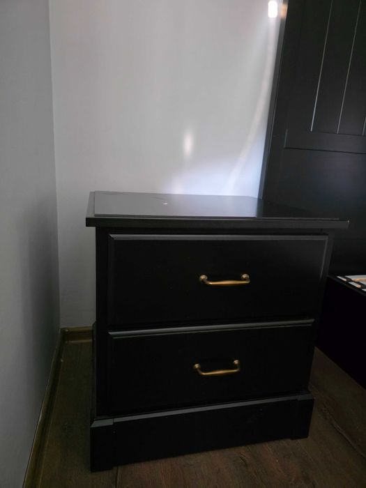 IKEA UNDREDAL – łóżko 160x200 + 2 szafki nocne | komplet | czarno-brązowe