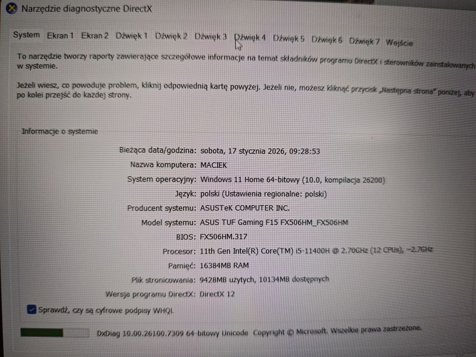 Asus TUF Gaming F15 FX506HM - oryginalne pudełko.