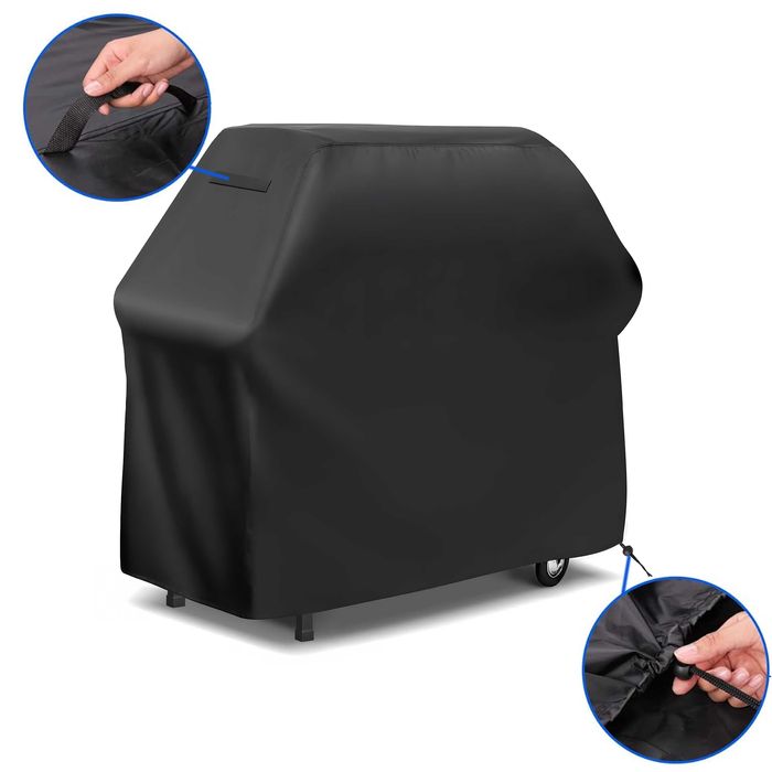POKROWIEC NA Grilla Osłona Czarny Wodoodporny Ściągacz Uniwersalny