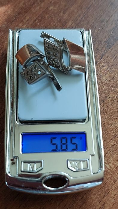 Винтажные серьги ,набор золото с серебром фианит Александрия