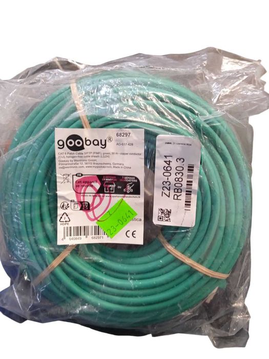 CAT 6 Kabel sieciowy, S/FTP (PiMF), Zielony - Długość kabla 30 m