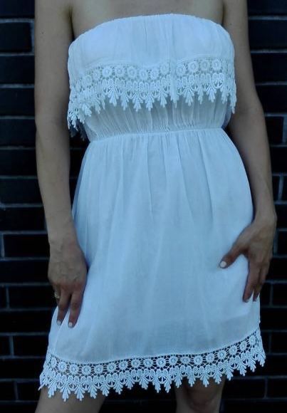 Sukienka hiszpanka boho koronka różowa biała rozmiar uni