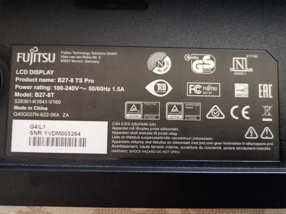 monitor 27" fujitsu model B27-8TS Pro
