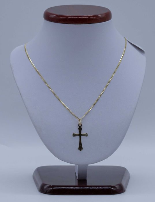 zestaw złota 585 łańcuszek + krzyż 2,08g 45cm NOWY CHRZEST KOMUNIA