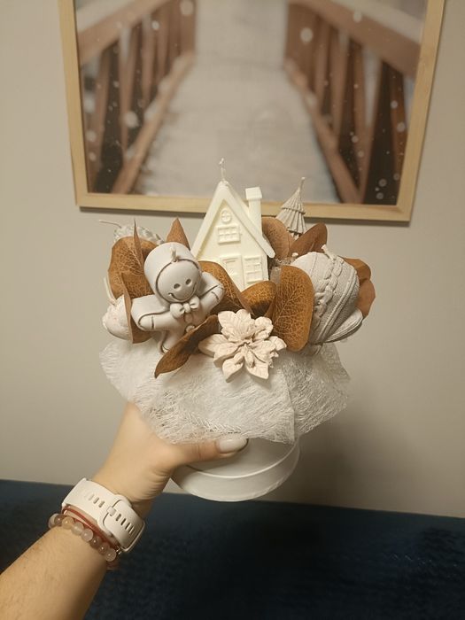 Stroiki bożonarodzeniowe z własnoręcznie robionych świec sojowych