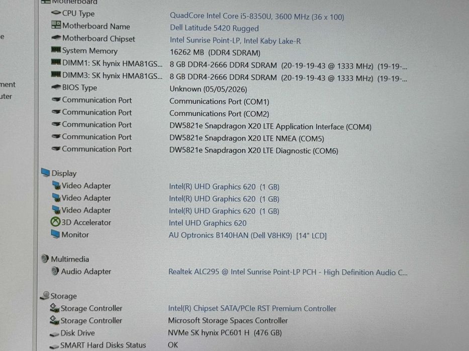 Dell Latitude 5420 Rugged - i5-8350U/16/512ssd/FHD IPS/ 2 БАТАРЕЇ /ЗАХИЩЕНИЙ ноутбук для ЗСУ та СТО